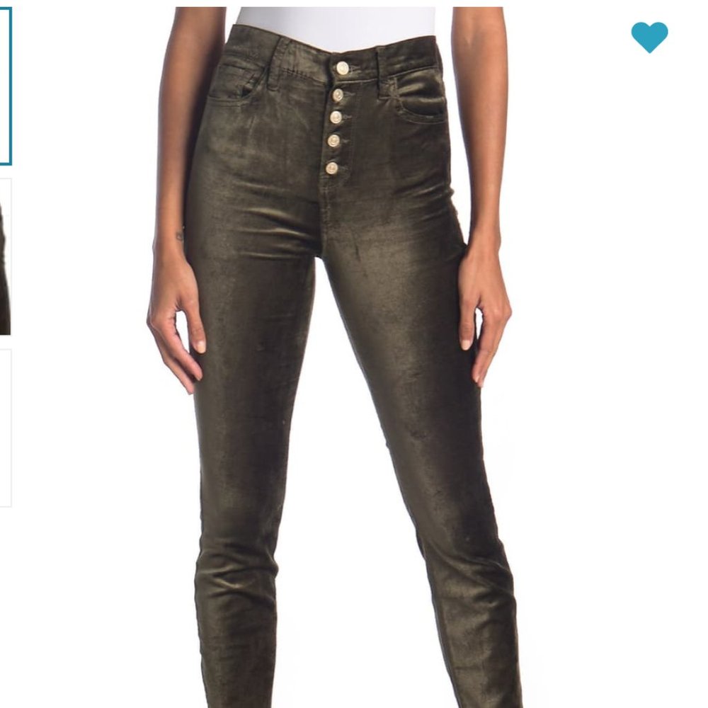 7 For All Mankind High Waist Velvet Ankle Skinny With Exposed Button Fly Pants - Picture 3 of 12